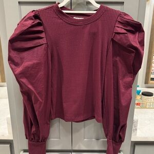 TCEC Burgundy Puff Sleeve Blouse
